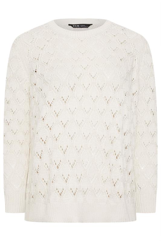 YOURS Plus Size Ivory White Pointelle Jumper | Yours Clothing  6