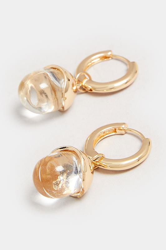 Gold Tone Gem Drop Hoop Earrings | Yours Clothing 2
