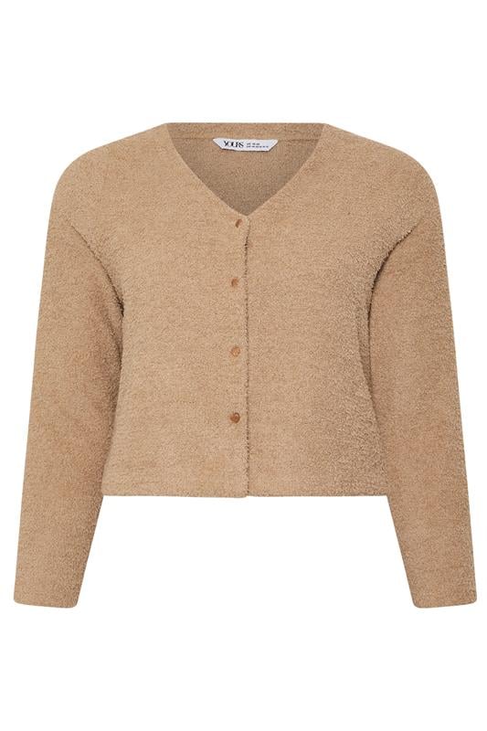 YOURS Plus Size Camel Brown Chenille Cardigan | Yours Clothing 6