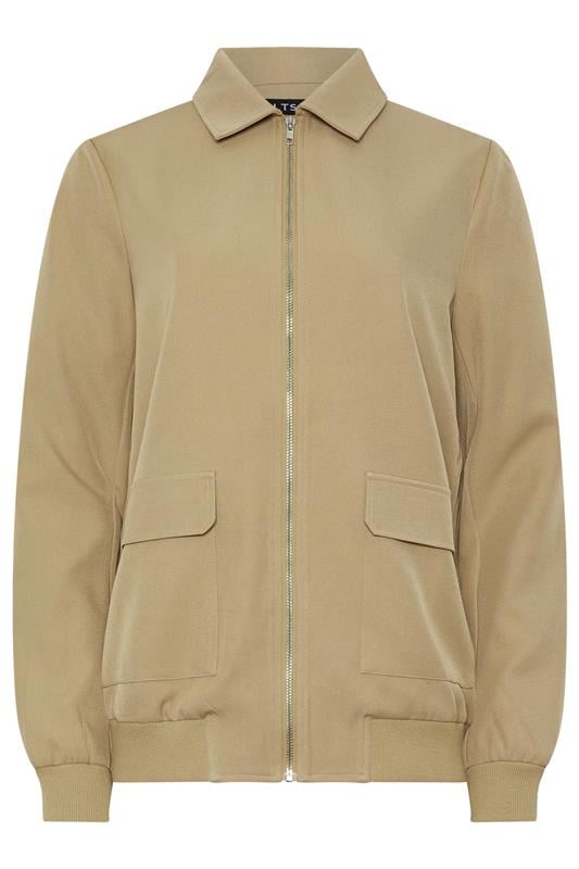 LTS Tall Stone Brown Pocket Bomber Jacket | Long Tall Sally 6