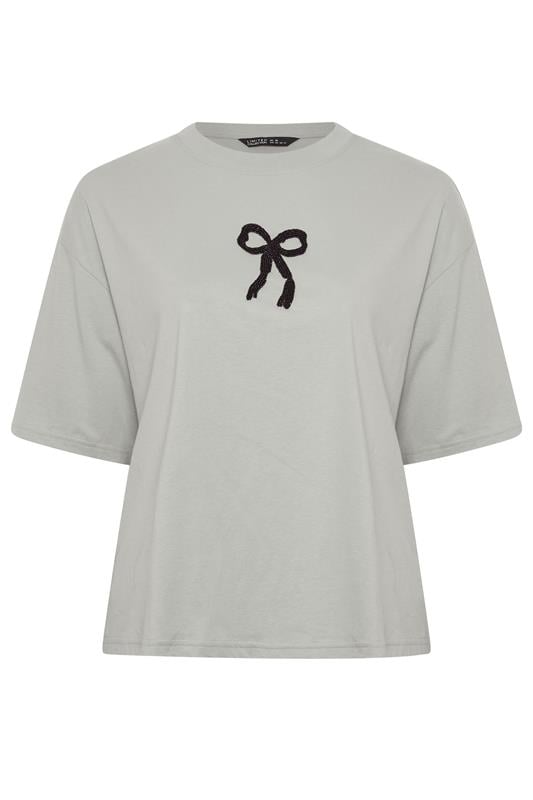 LIMITED COLLECTION Plus Size Grey Bow Beaded Top 6