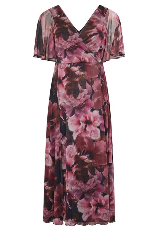 YOURS LONDON Plus Size Burgundy Red Floral Abstract Mesh Dress | Yours Clothing 5