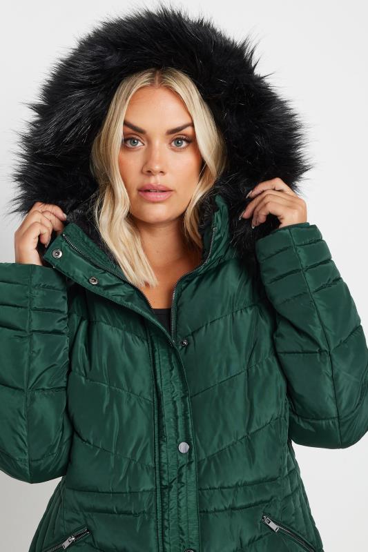 YOURS Plus Size Forest Green Padded Coat | Yours Clothing 4