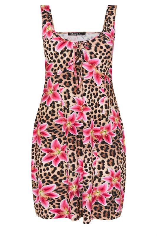 YOURS Plus Size Cheetah Print Floral Mini Dress | Yours Clothing 6