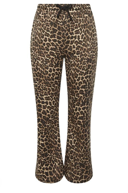 LIMITED COLLECTION Plus Size Brown Leopard Print Wide Leg Joggers | Yours Clothing 1