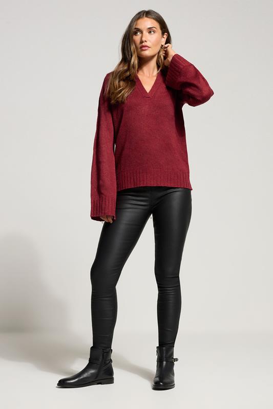 LTS Tall Red Knitted Collared Jumper | Long Tall Sally 1