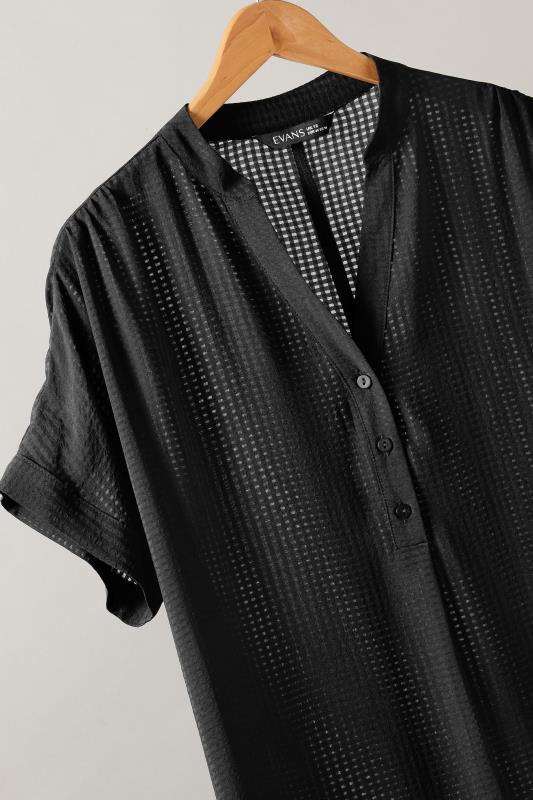 EVANS Plus Size Black Woven Check Blouse | Evans  7