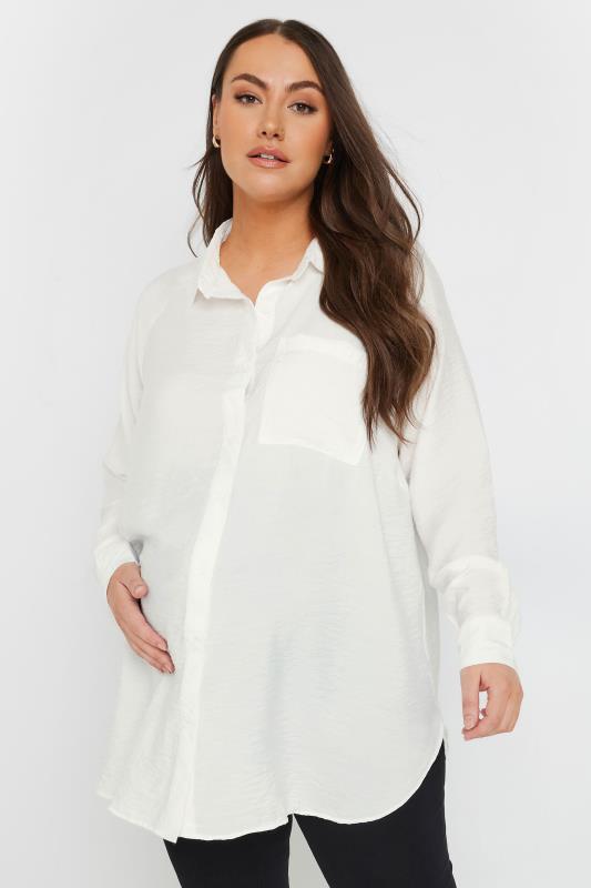 BUMP IT UP MATERNITY Plus Size White Pocket Shirt | Yours Clothing 2