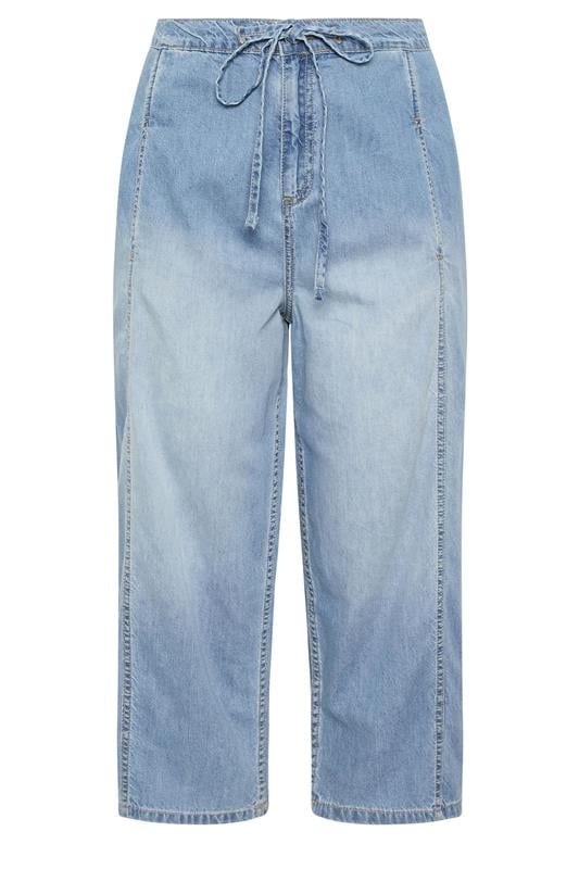 YOURS Plus Size Light Blue Blue Crop Barrel Jeans | Yours Clothing 5