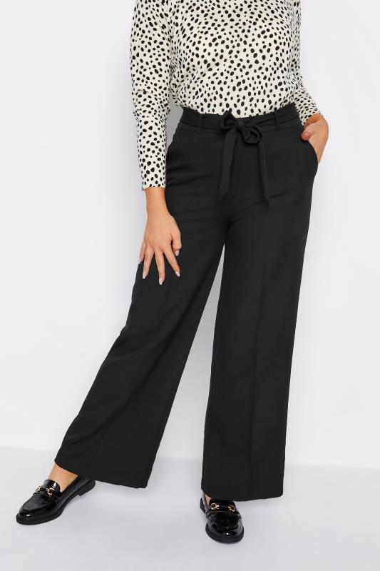 M&Co Black Tailored Wide Leg Belted Trouser | M&Co 1