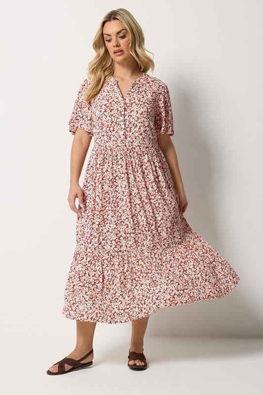  YOURS Curve Orange Floral Placket Dress