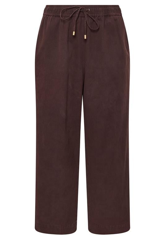EVANS Plus Size Chocolate Brown Cotton Wide Leg Trouser | Evans 6
