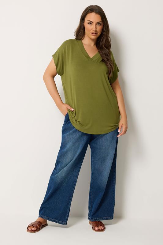 YOURS Plus Size Green Grown On Sleeve T-shirt | Yours Clothing 1