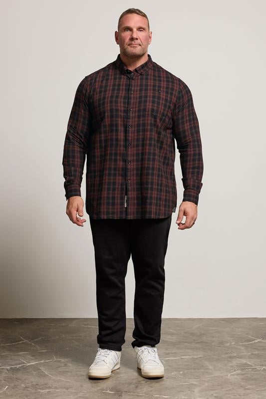 D555 Big & Tall Burgundy Red Check Shirt | BadRhino 1