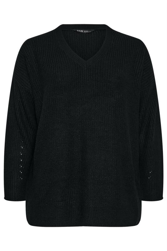 YOURS Plus Size Black V-Neck Knitted Jumper | Yours Clothing 5