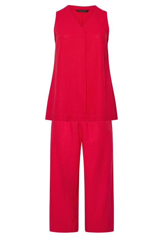 EVANS Plus Size Set Red Linen Vest & Trouser | Evans 8
