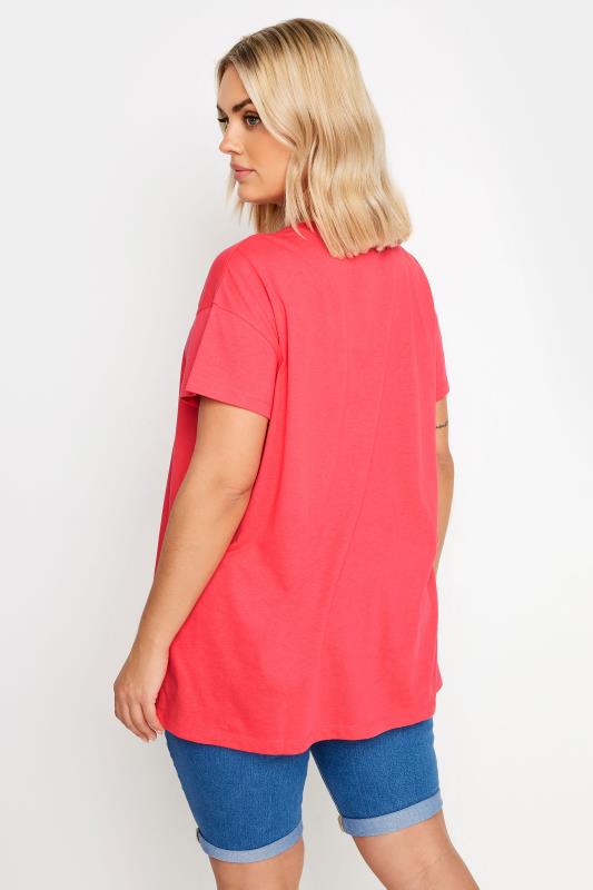 YOURS Plus Size Red 'Cali Palm Springs' Slogan T-Shirt | Yours Clothing 4