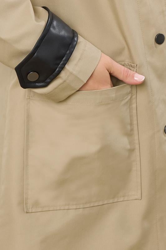 LTS Tall Stone Brown Cotton Longline Car Coat | Long Tall Sally 5