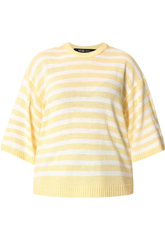 YOURS Plus Size Yellow Striped Knitted Jumper | Yours Clothing 5