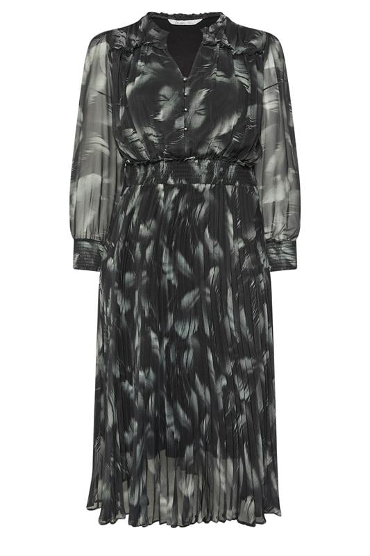 YOURS LONDON Plus Size Black Blurred Feather Pleated Shirt Dress | Yours Clothing 5