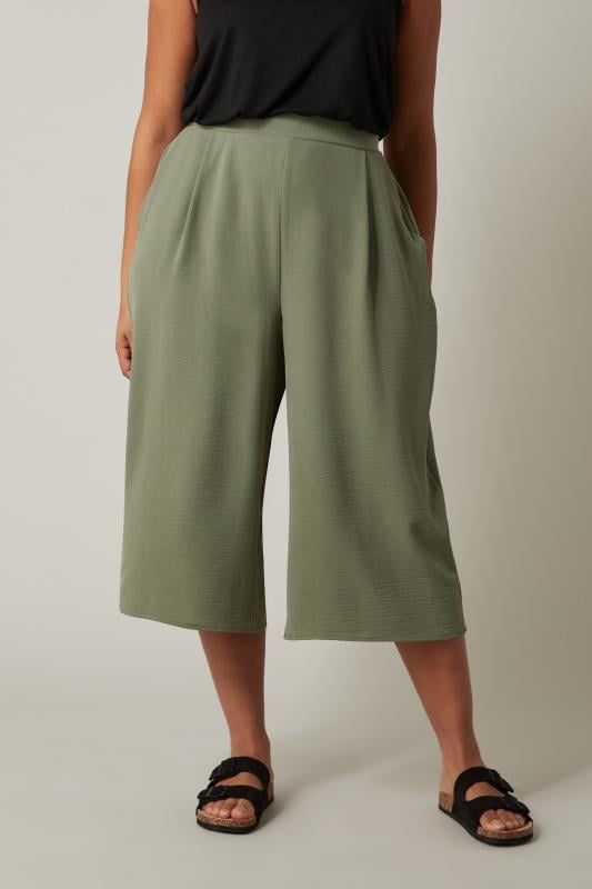 Plus Size  EVANS Curve Khaki Green Culottes