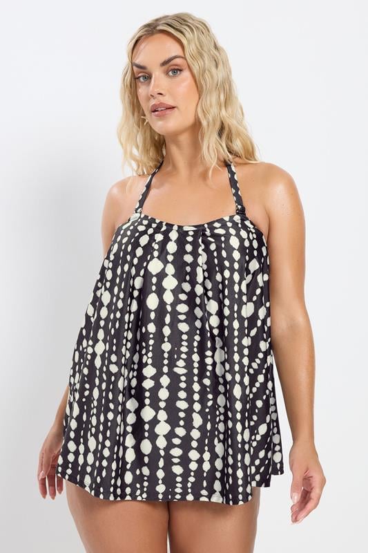 YOURS Plus Size Black Spot Print Tankini Top | Yours Clothing 5