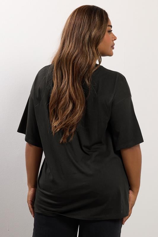 YOURS Plus Size Black Studded Oversized T-Shirt | Yours Clothing 4