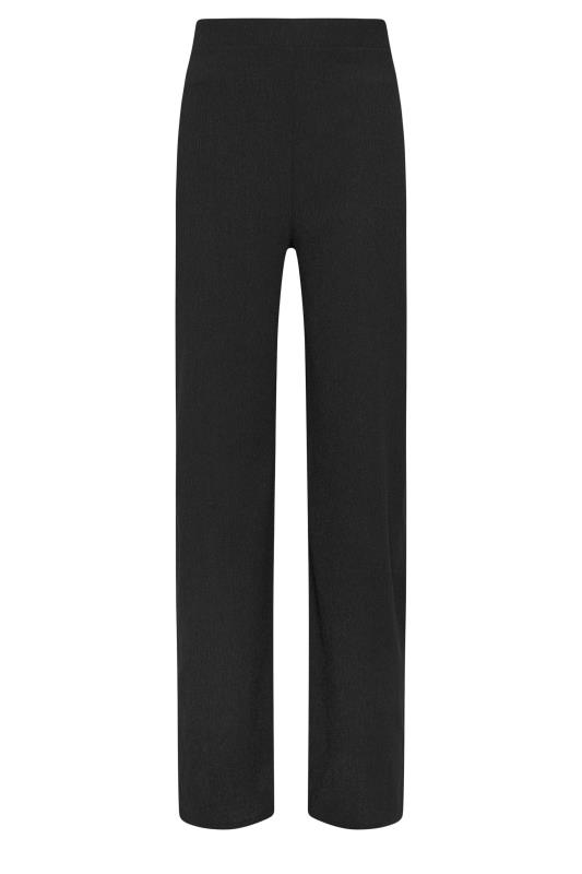 LTS Tall Black Wide Leg Textured Trousers | Long Tall Sally 5