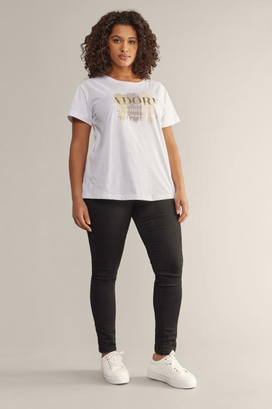 EVANS Plus Size White 'Adore' Print T-Shirt | Evans 4