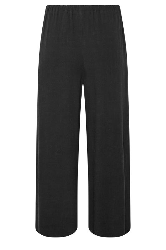 LTS Tall Black Wide Leg Cropped Linen Look Trousers 6