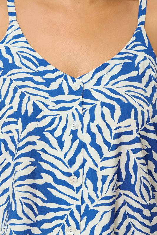 YOURS Plus Size Blue Leaf Print Vest Top | Yours Clothing 4