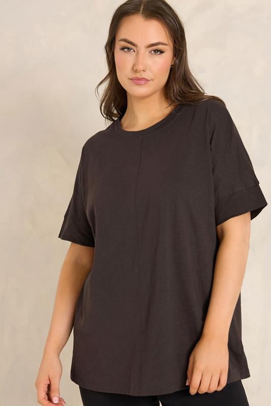 Plus Size  EVANS Curve Chocolate Brown Pure Cotton T-Shirt