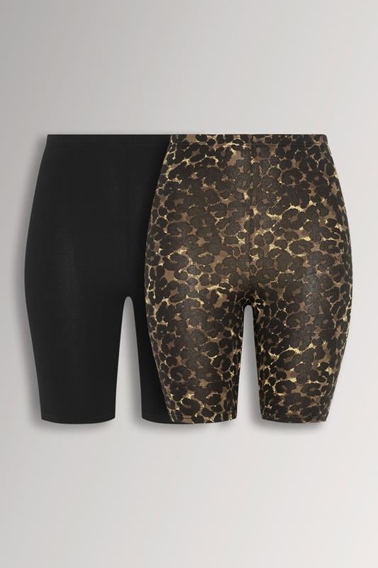 YOURSET 2 PACK Curve Black Leopard Stretch Cycling Shorts