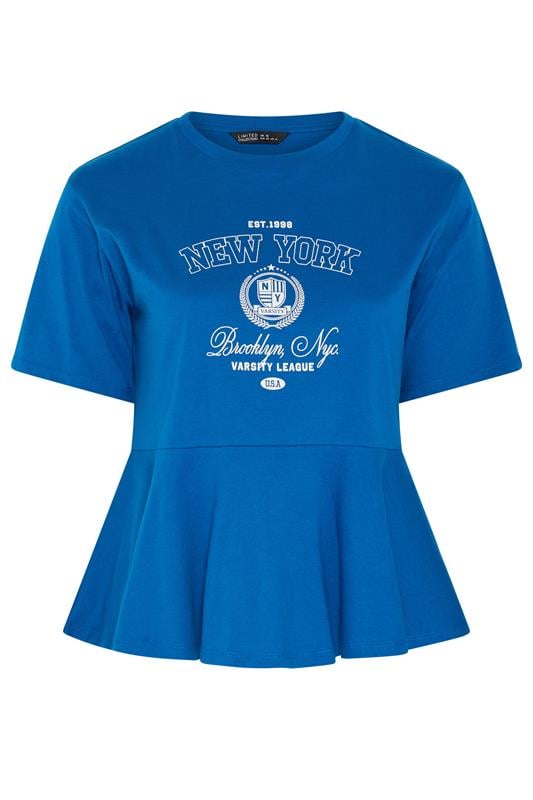 LIMITED COLLECTION Plus Size Blue New York Sporty Peplum Top 5