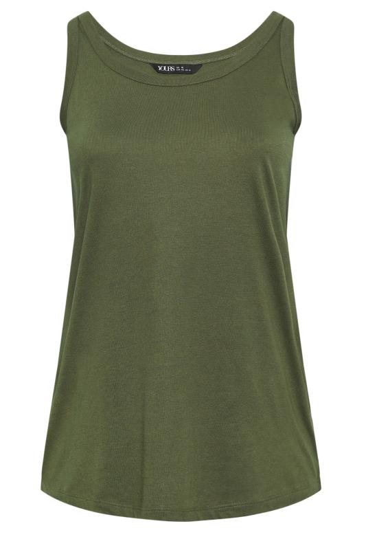 YOURS 3 PACK Curve Khaki Green & Black Core Vest Tops | Yours Clothing 9