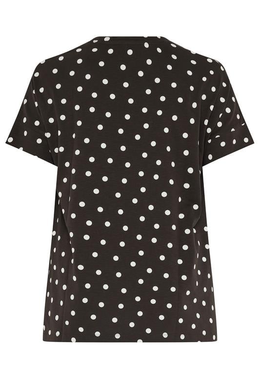 EVANS Plus Size Chocolate Brown Polka Dot Cotton T-Shirt | Evans 2