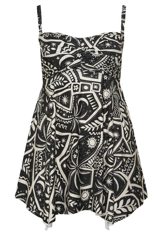 YOURS Plus Size Black Postcard Print Hanky Hem Tankini Top | Yours Clothing 7