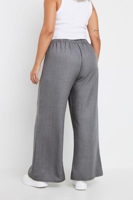 YOURS Plus Size Grey Wide Leg Trousers | Yours Clothing  3