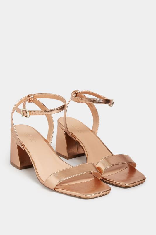 LIMITED COLLECTION Rose Gold Block Heel Sandals In Wide E Fit & Extra Wide EEE Fit | Yours Clothing 2