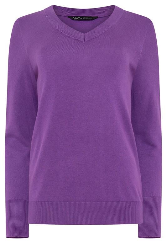 M&Co Purple V-Neck Long Sleeve Jumper | M&Co 5