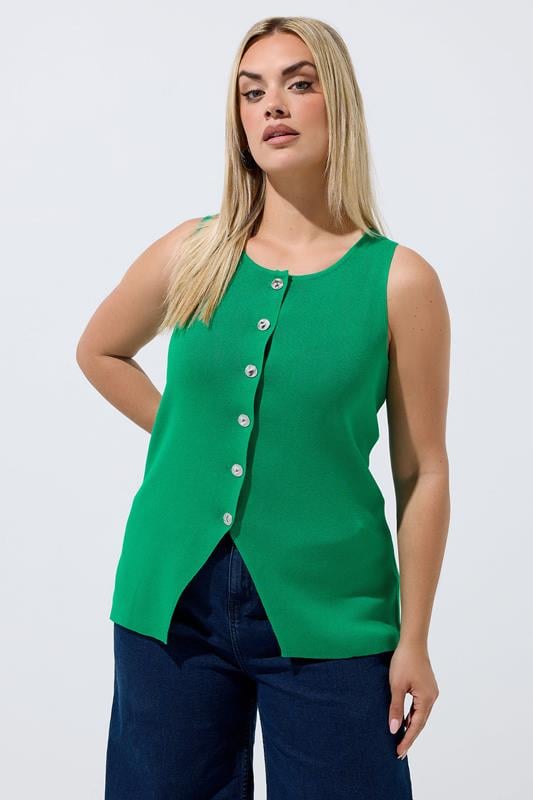 LIMITED COLLECTION Curve Green Compact Knitted Waistcoat