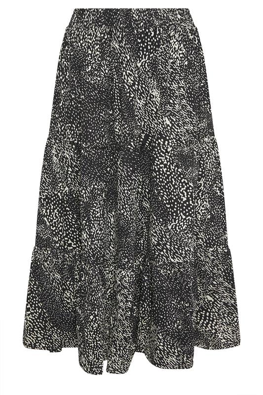 YOURS Plus Size Black Abstract Print Tiered Skirt | Yours Clothing 5