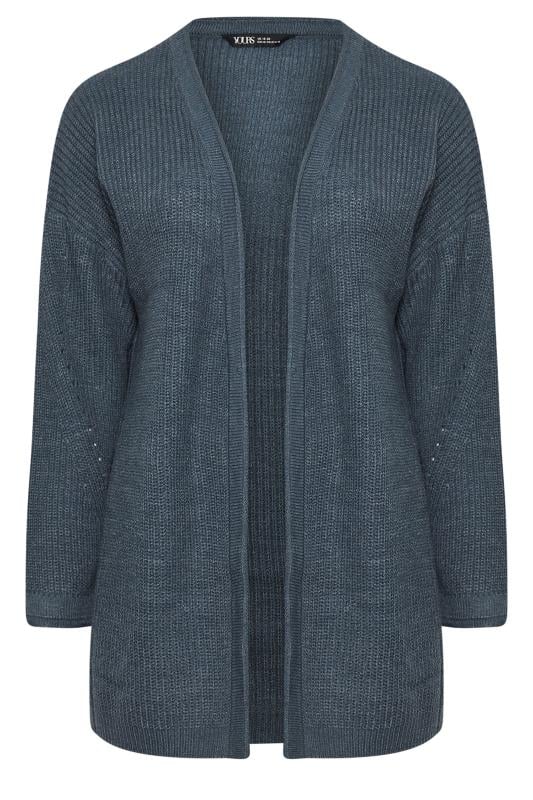 YOURS Plus Size Blue Open Front Knitted Cardigan | Yours Clothing 6