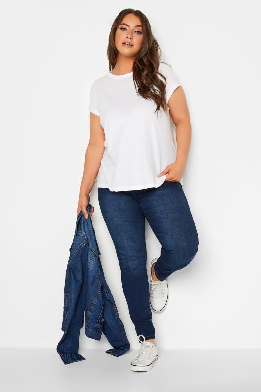 Plus Size Shaper Jeans YOURS FOR GOOD Curve Indigo Blue Pull On Bum Shaper Stretch LOLA Jeggings