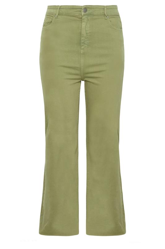 Plus Size Khaki Green Stretch Wide Leg Jeans | Yours Clothing 3