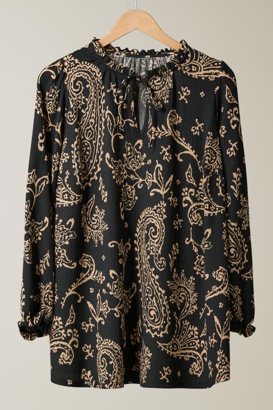 EVANS Plus Size Black Paisley Print Crepe Tie Neck Blouse | Evans  5