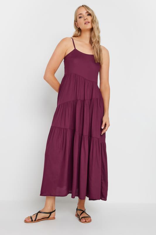 LTS Tall Burgundy Red Asymmetric Tiered Midaxi Dress | Long Tall Sally 2