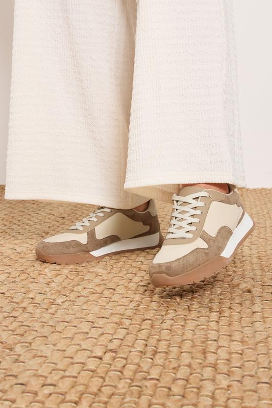  Yours Natural Brown Panelled Runner Trainer In Extra Wide EEE Fit