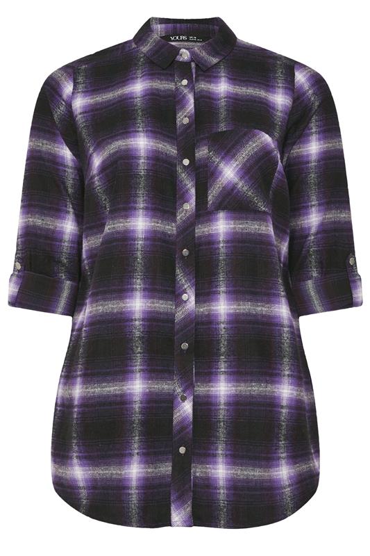 YOURS Plus Size Purple Check Boyfriend Shirt | Yours Clothing 5
