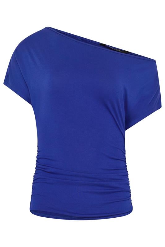 LTS Tall Women's Cobalt Blue Off Shoulder Ruched Top | Long Tall Sally 6